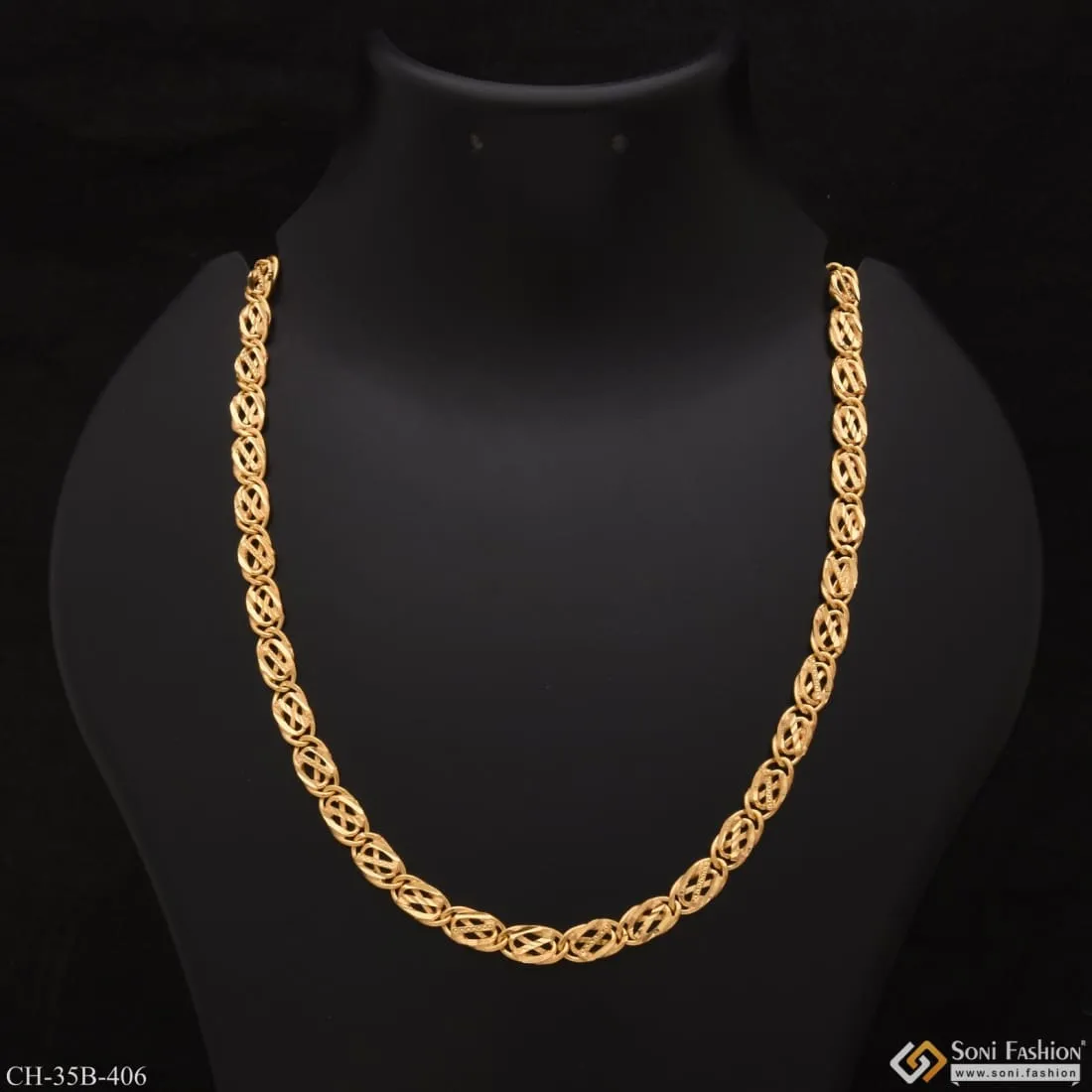 1 Gram Gold - Chokdi in Round Finely Detailed Design Gold Plated Chain - Style B406