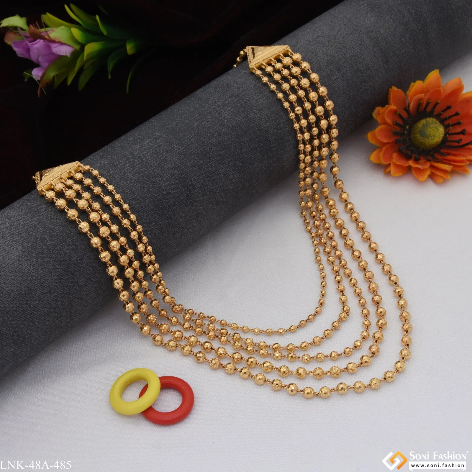 1 Gram Gold Plated Decorative Design Gold Plated Necklace for Ladies - Style A485