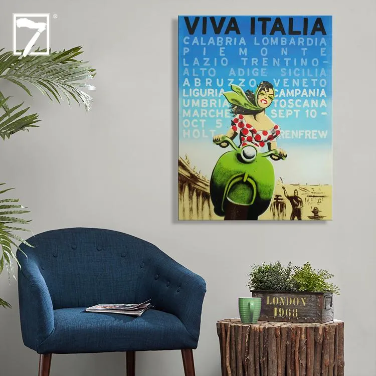 100% handmade Vintage Poster VIVA ITALIA 36x48Inch (90x120cm)