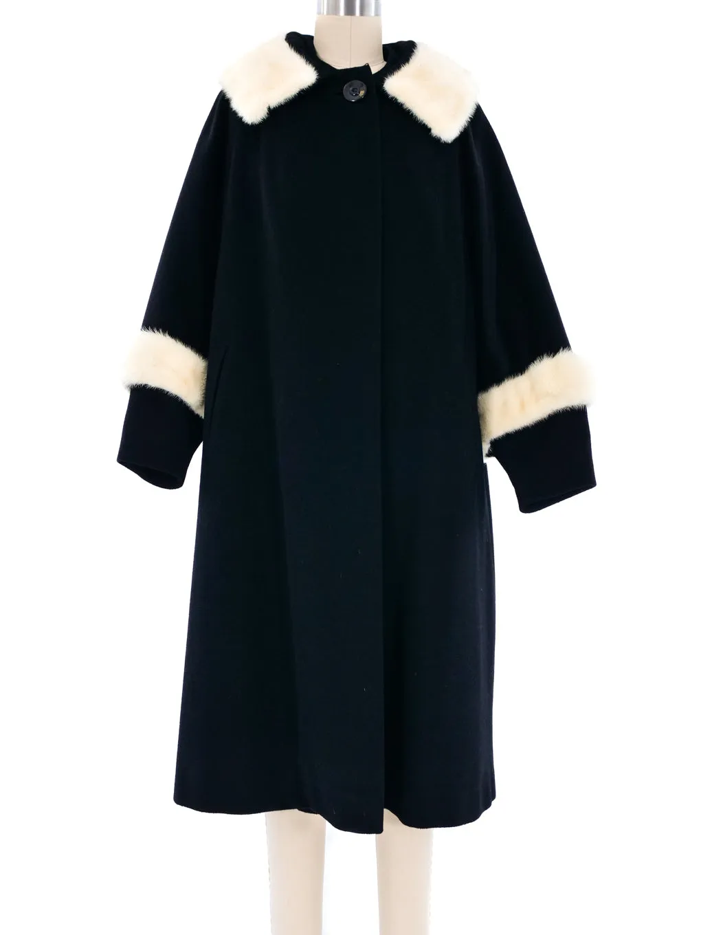 1960's Fur Trimmed Cashmere Swing Coat