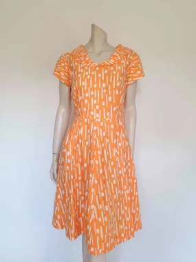 1960s Orange Polka Dot Dress - M