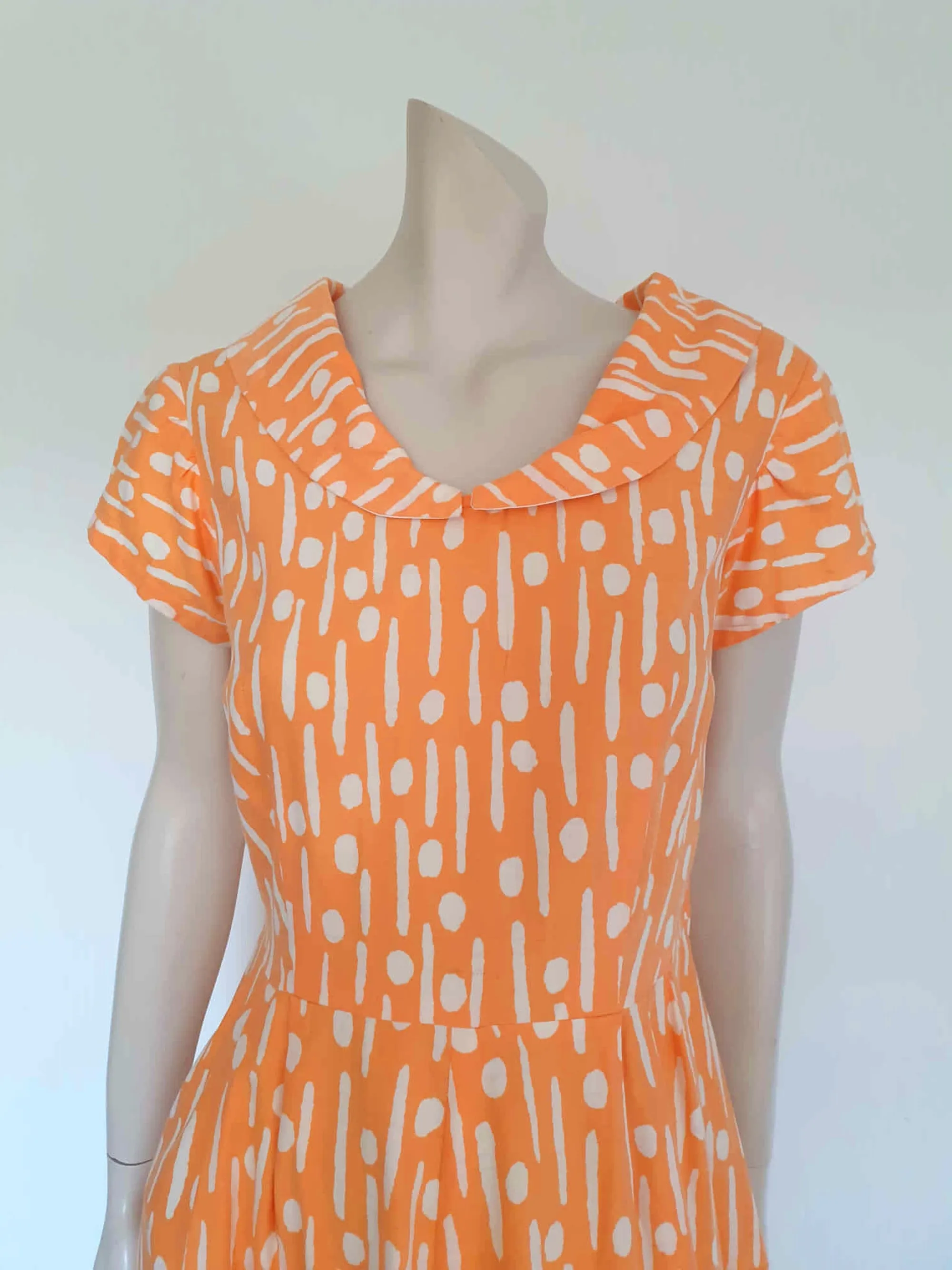 1960s Orange Polka Dot Dress - M