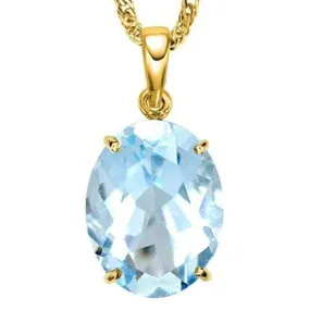 2/3 CT BABY SWISS BLUE TOPAZ 10KT SOLID GOLD PENDANT