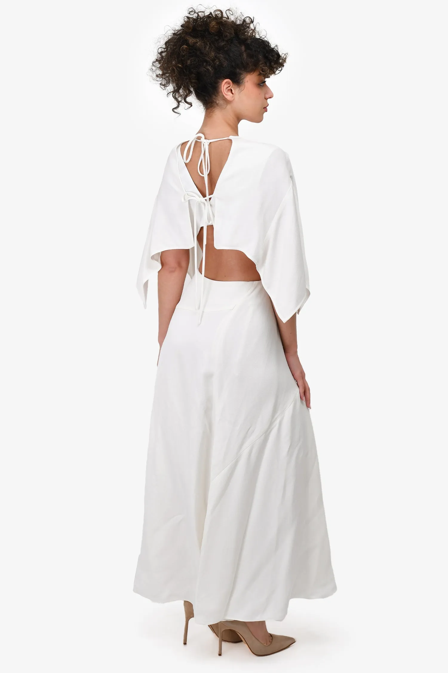 3.1 Phillip Lim White Cape Overlay Maxi Dress Size 0