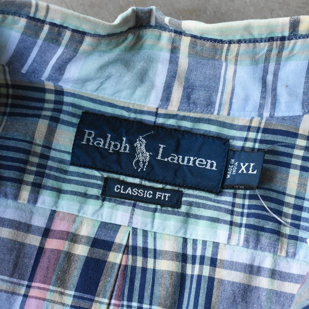 90's Ralph Lauren “CLASSIC FIT” マドラスチェック 半袖 ボタンダウンシャツ 240815 S2159