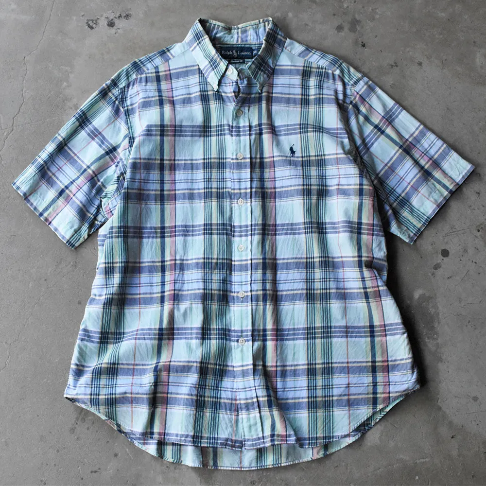 90's Ralph Lauren “CLASSIC FIT” マドラスチェック 半袖 ボタンダウンシャツ 240815 S2159