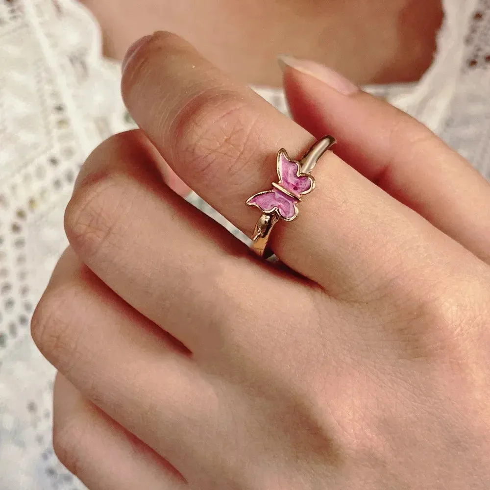 Adjustable Retro Butterfly King Ring