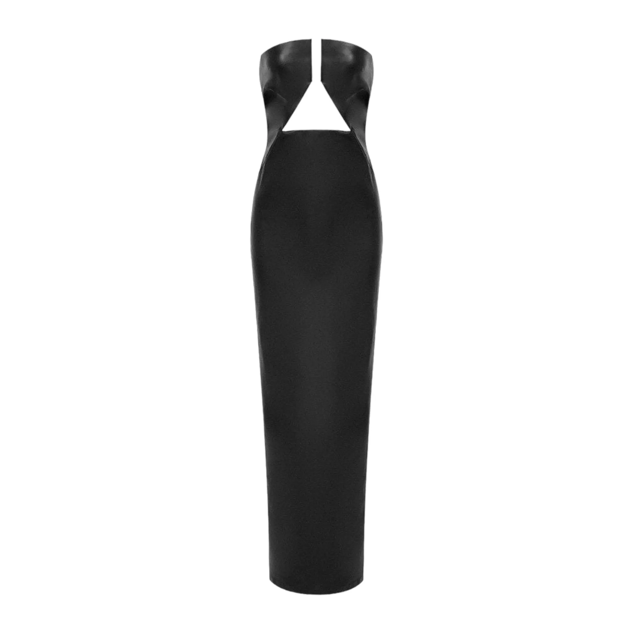 Aisha Vegan Leather Strapless Maxi Bodycon Dress