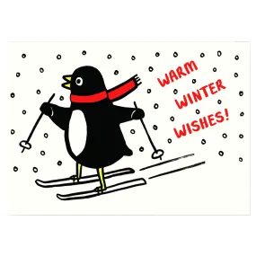 Alice Bowsher Skiing Penguin Winter Wishes Card by Wrap