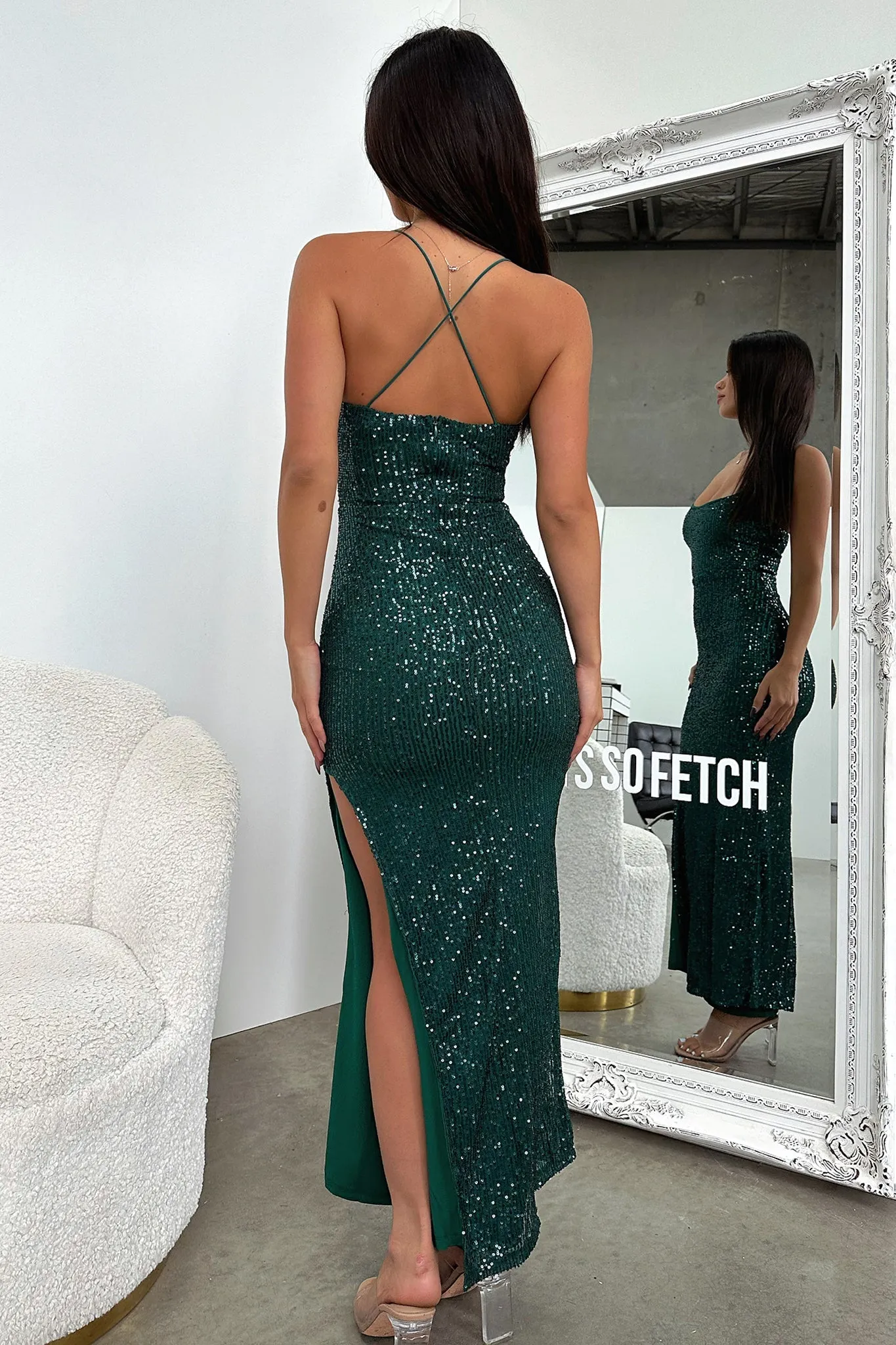 Alina Maxi Dress - Emerald Sequin