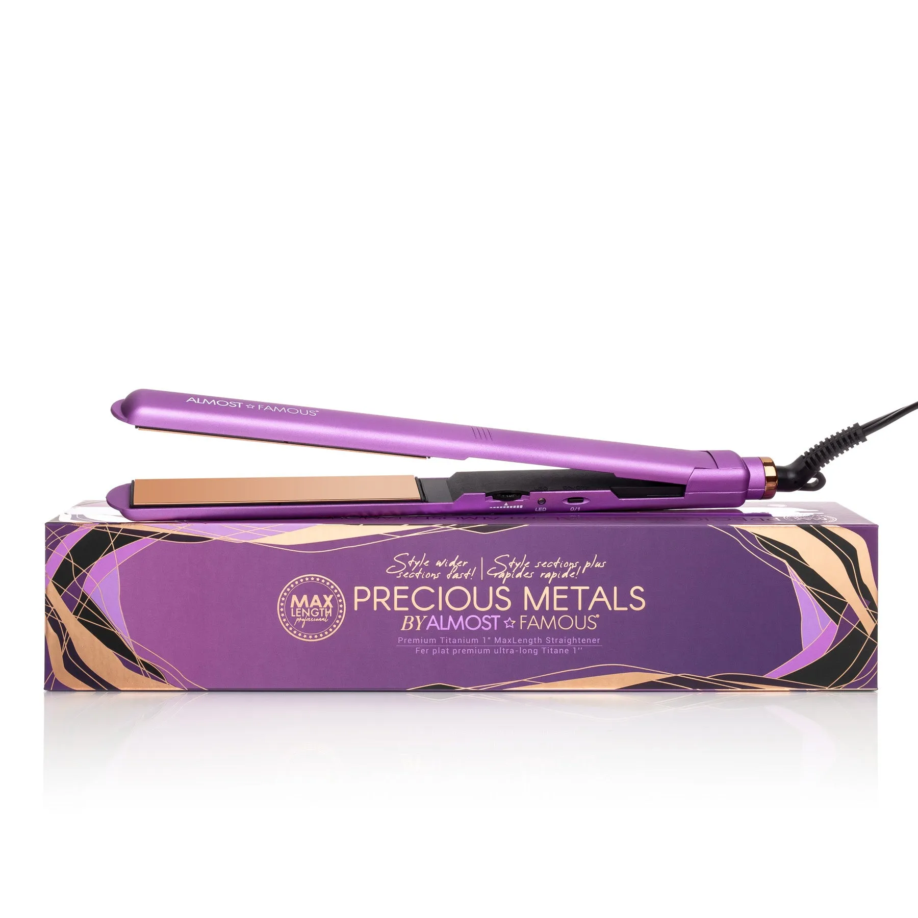 Almost Famous 1" MaxLength Flat Iron with Rose Gold Titanium Plates