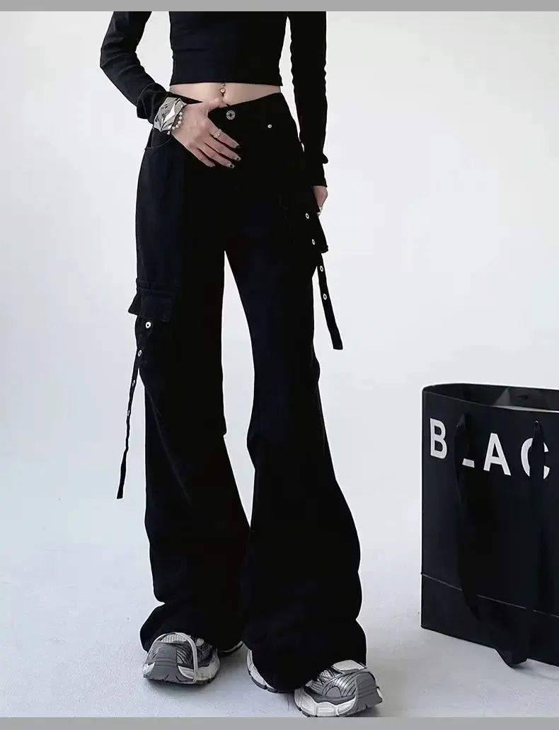 Alt Grunge Denim High Waist Pants