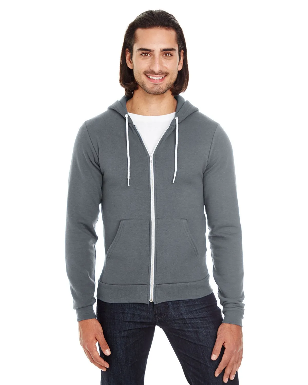 American Apparel F497 Unisex Flex Fleece USA Made Zip Hoodie