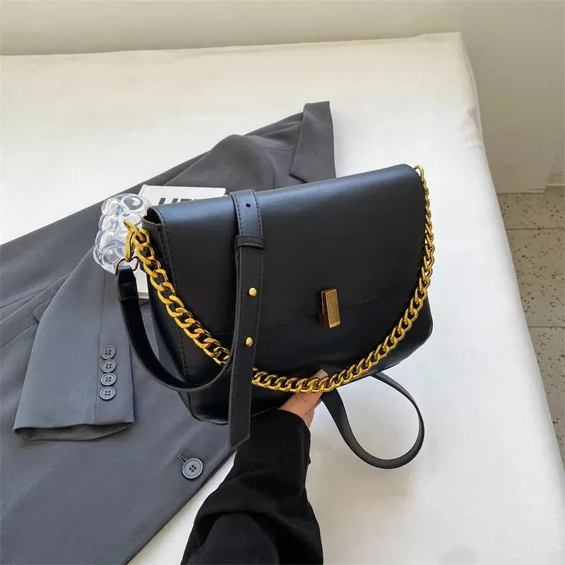 Amozae- Women'S Bag Ins Fashion Chain Bag Retro Large Square Bag Office Lady Bag Retro Winter