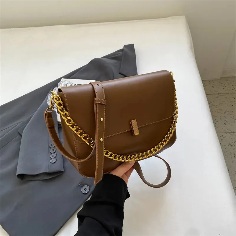 Amozae- Women'S Bag Ins Fashion Chain Bag Retro Large Square Bag Office Lady Bag Retro Winter