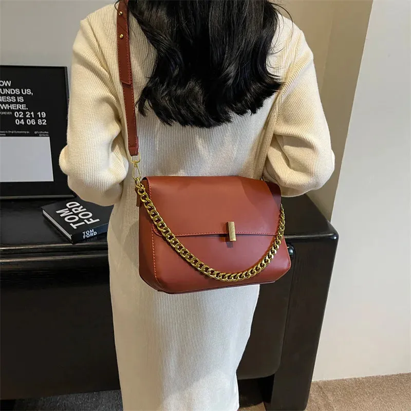 Amozae- Women'S Bag Ins Fashion Chain Bag Retro Large Square Bag Office Lady Bag Retro Winter