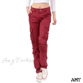 Amy Fashion - Joggers Streetwear Hiking Trousers Solid Candy Color