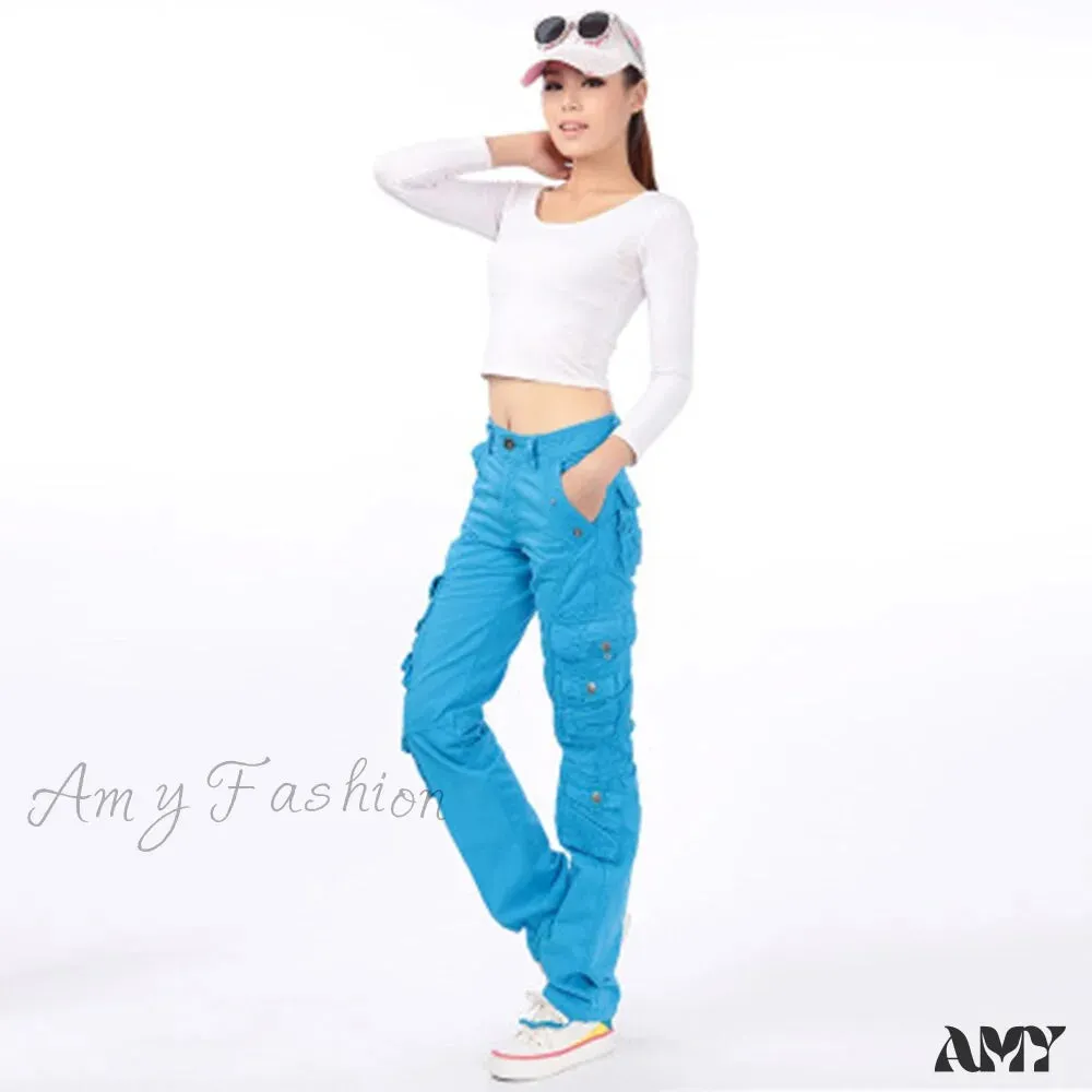 Amy Fashion - Joggers Streetwear Hiking Trousers Solid Candy Color