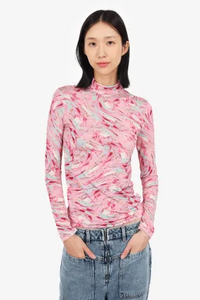 Andersson Bell Pink Sherman Print Turtleneck Top Size M