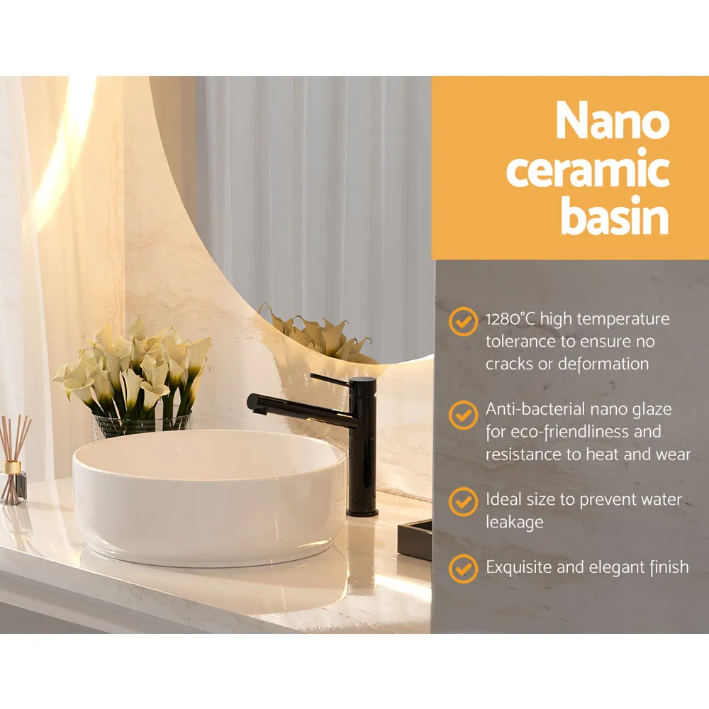 Anti-bacterial Ceramic Vanity Sink, Nano-Glazed, Round - Cefito