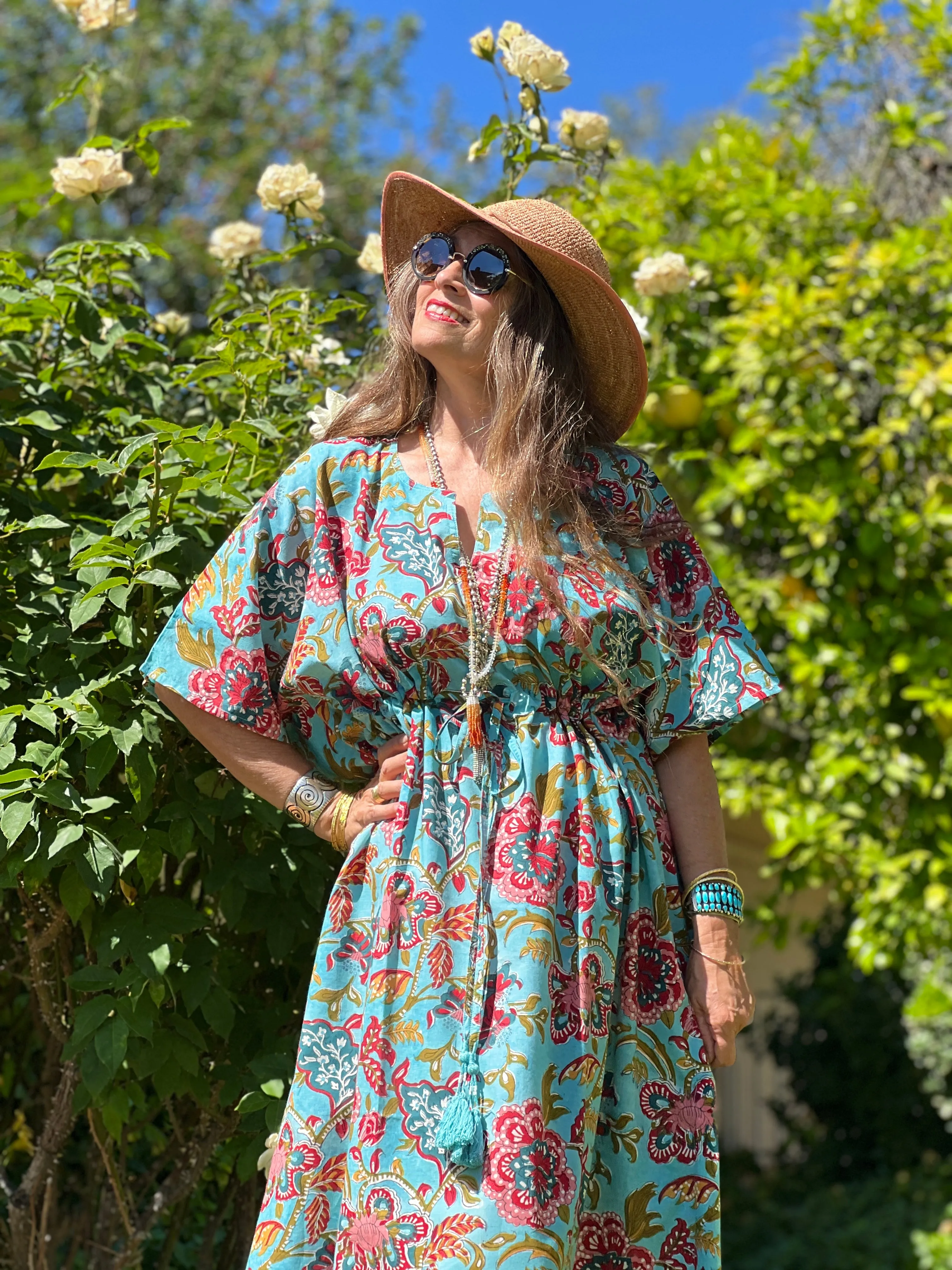 Bari Blue Floral Maxi Kaftan