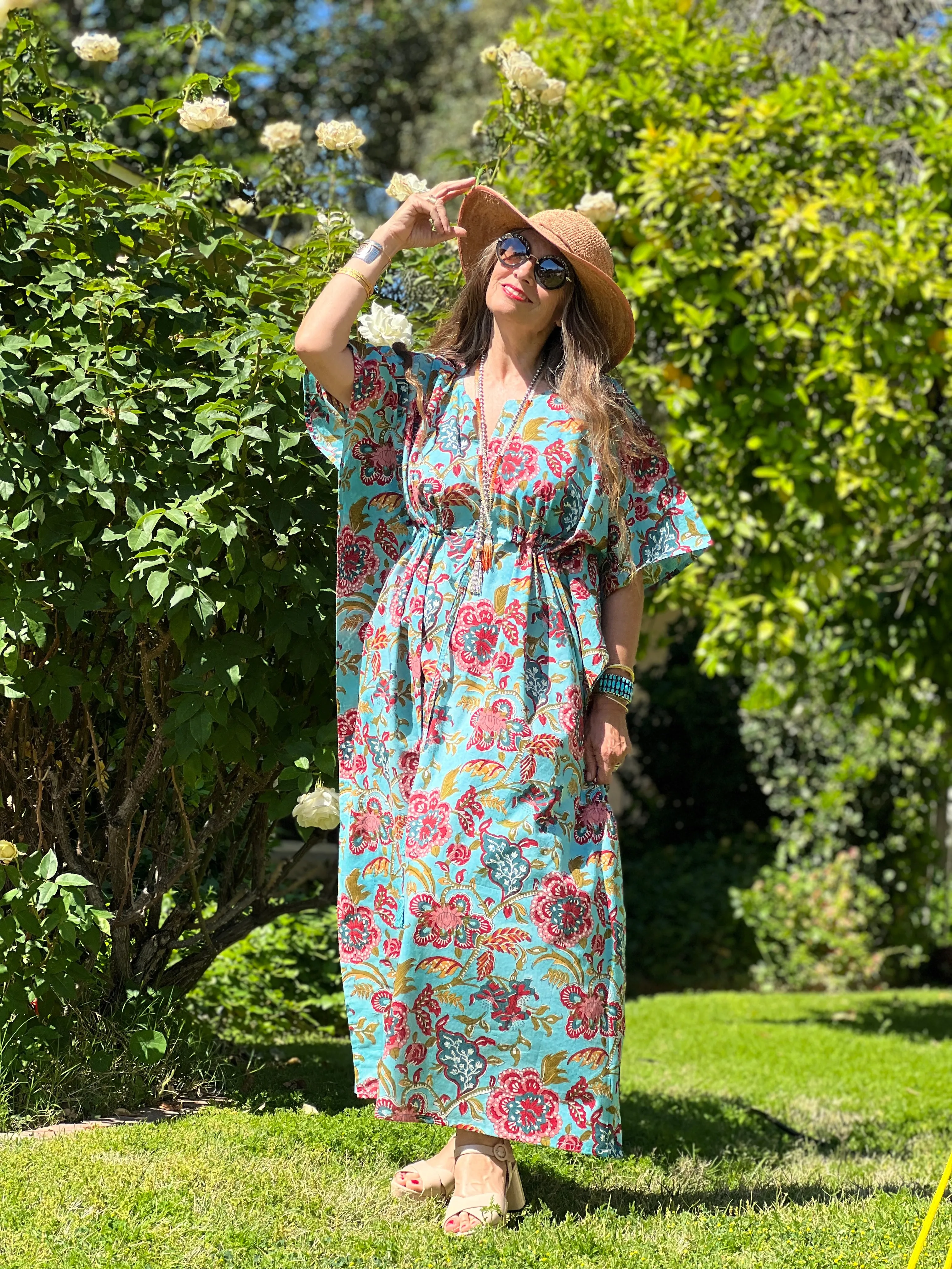 Bari Blue Floral Maxi Kaftan