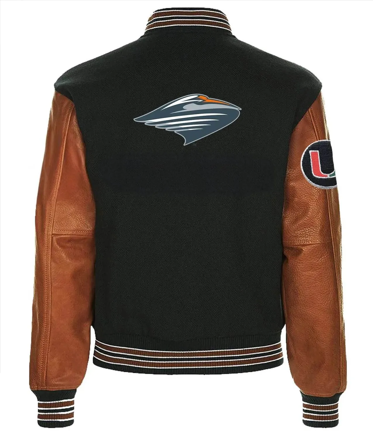 Black Brown Miami Hurricanes Varsity Jacket