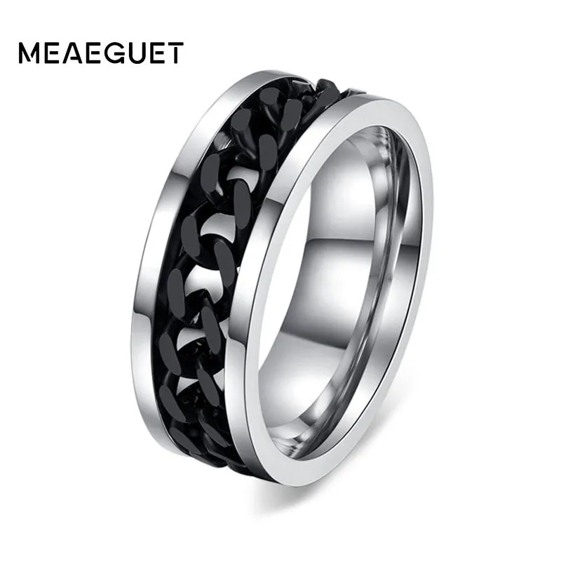 Black Chain Spinner Rings