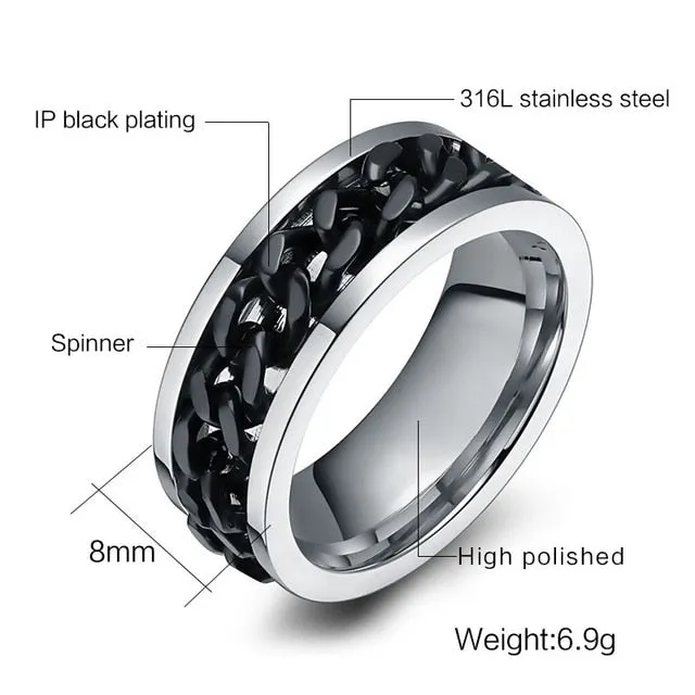 Black Chain Spinner Rings