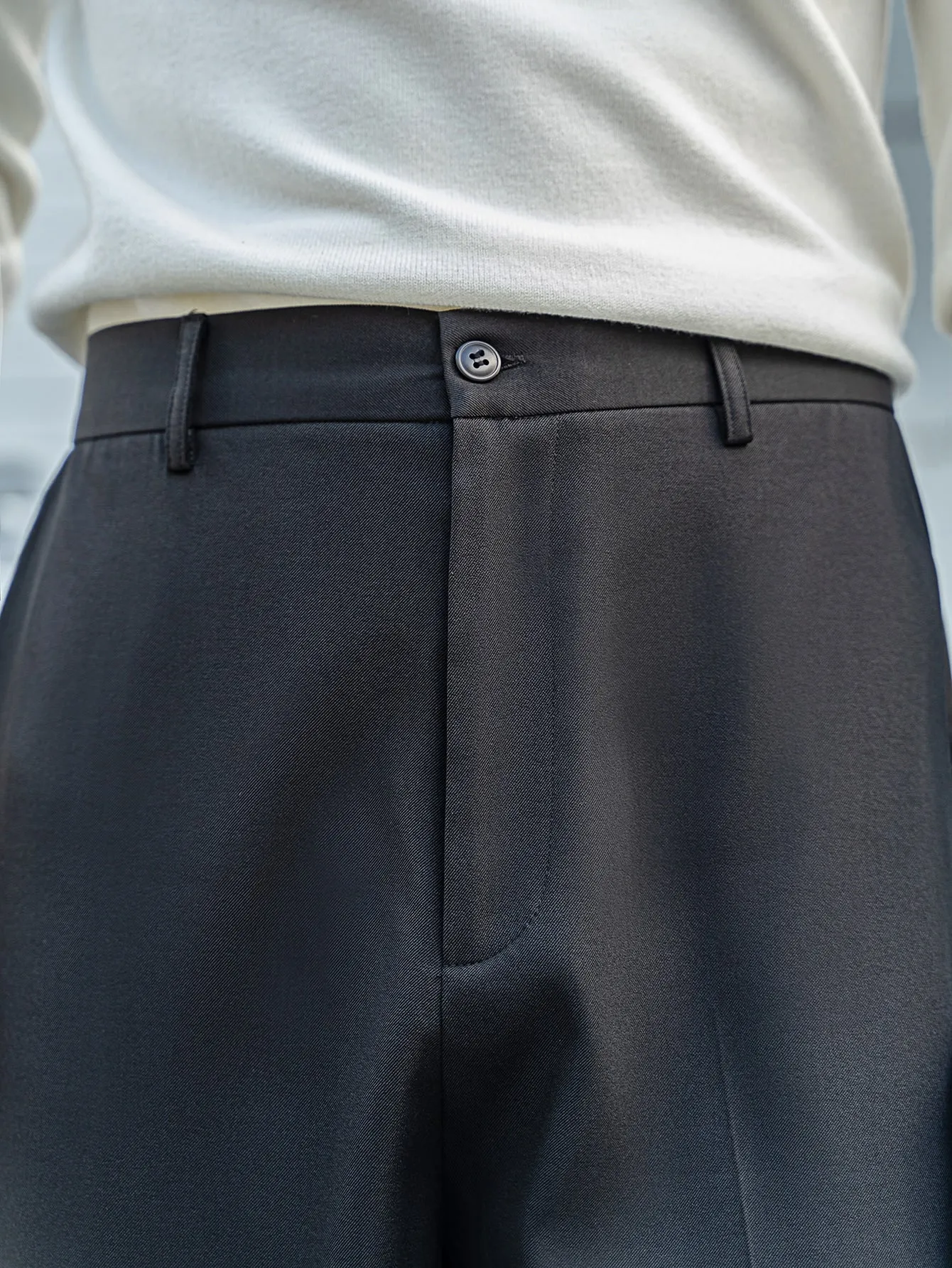 Black High Waist Slant Pocket Tailored Trousers