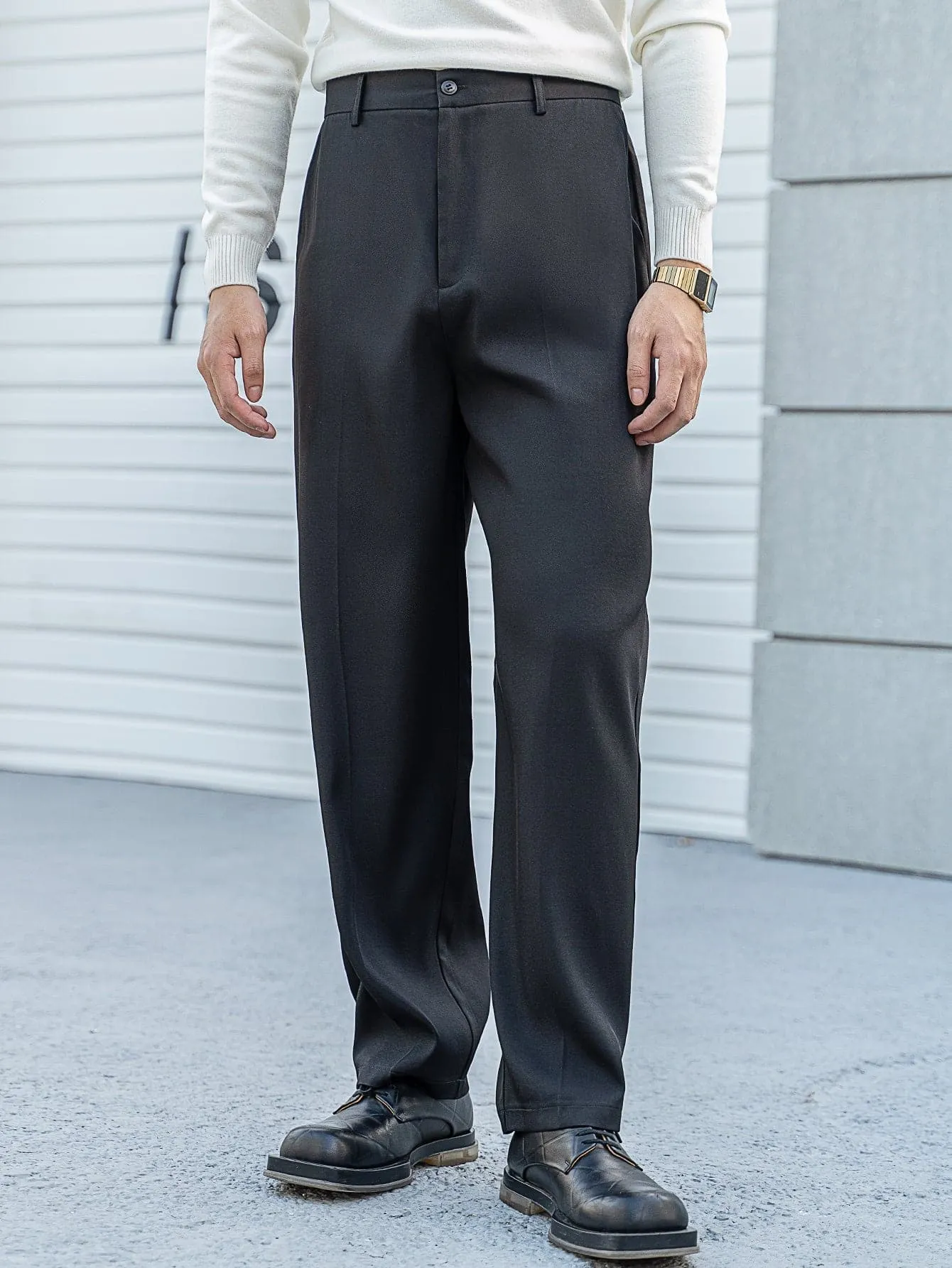 Black High Waist Slant Pocket Tailored Trousers