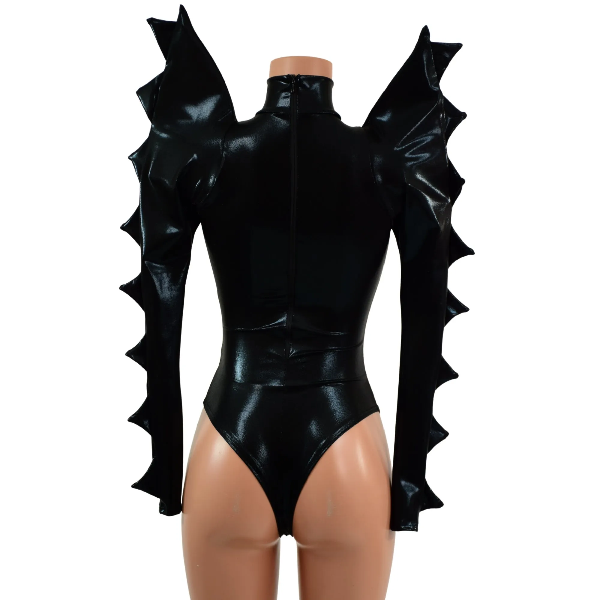 Black Mystique Spiked Romper with Inverted Cross