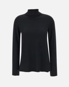 Black Wool Turtleneck Sweater for Women