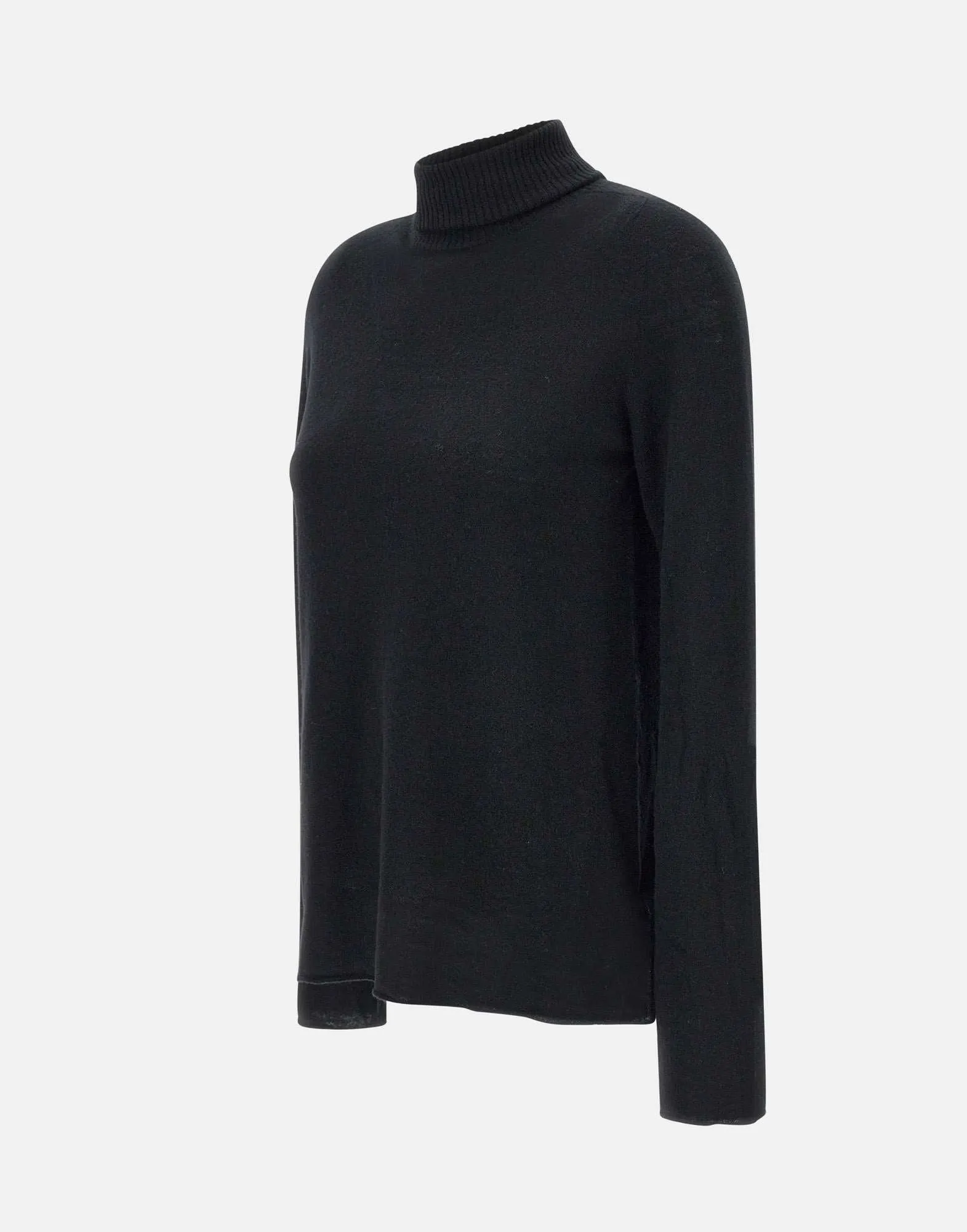 Black Wool Turtleneck Sweater for Women