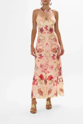 Blossoms And Brushstrokes V-Neck Maxi Slip Dress