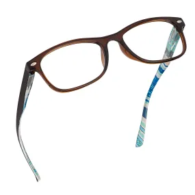 Blue Light Blocking Reading Glasses (Brown/Blue, 300 Magnification) Computer