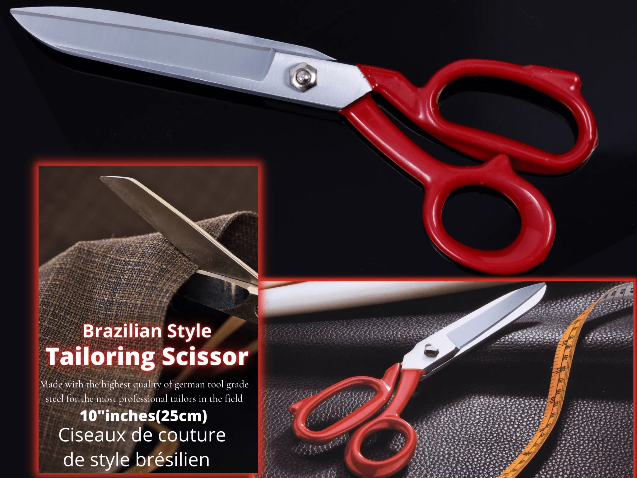 Brazilian Style Tailoring Scissors  High Quality Sewing Scissors 10" inches (25 cm)