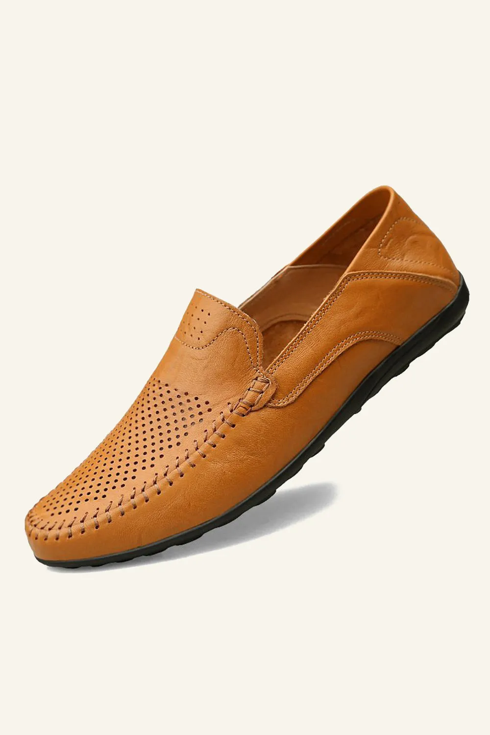 Brown Slip On Hollow Out Men's Casual Shoes