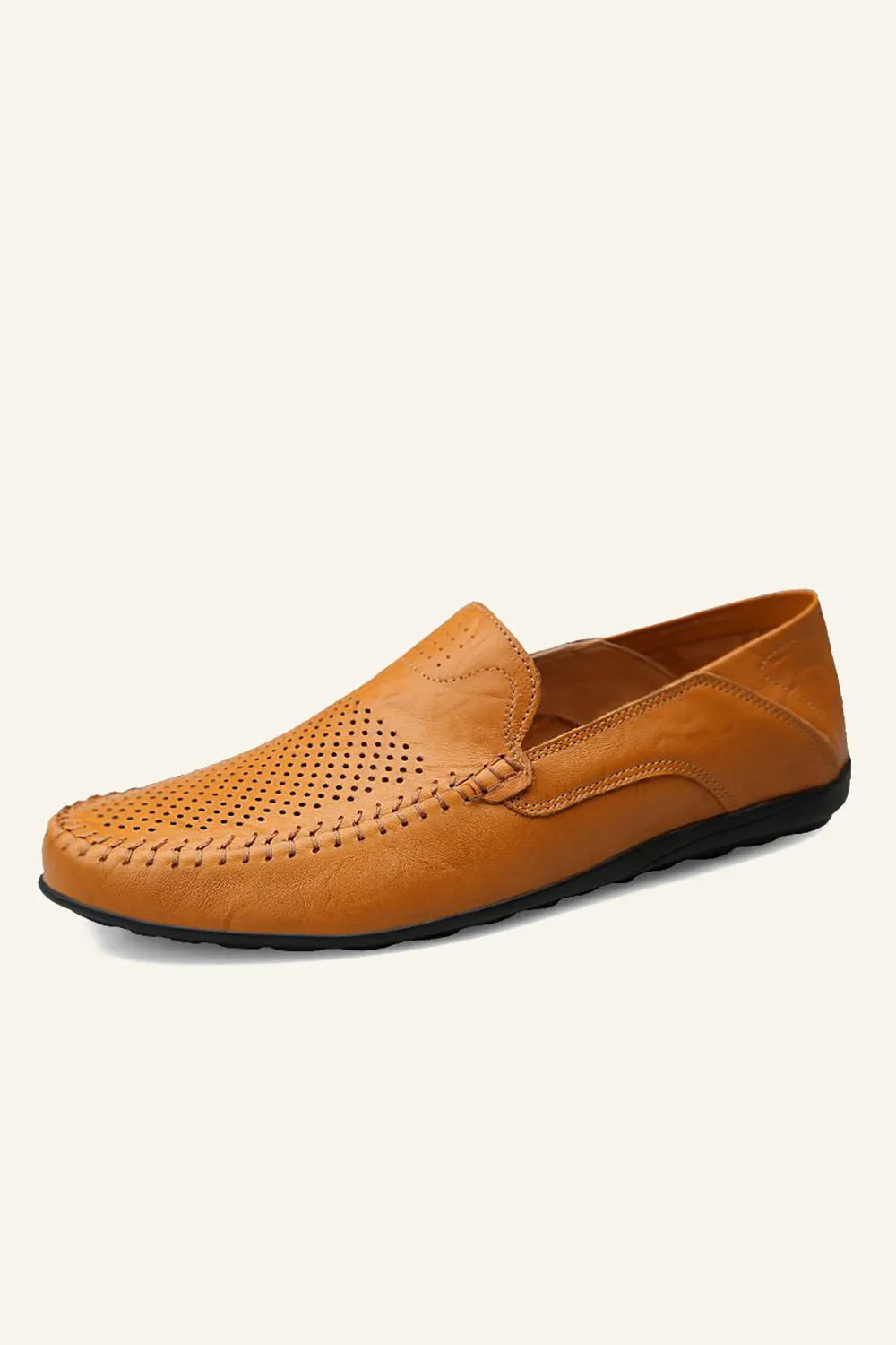 Brown Slip On Hollow Out Men's Casual Shoes