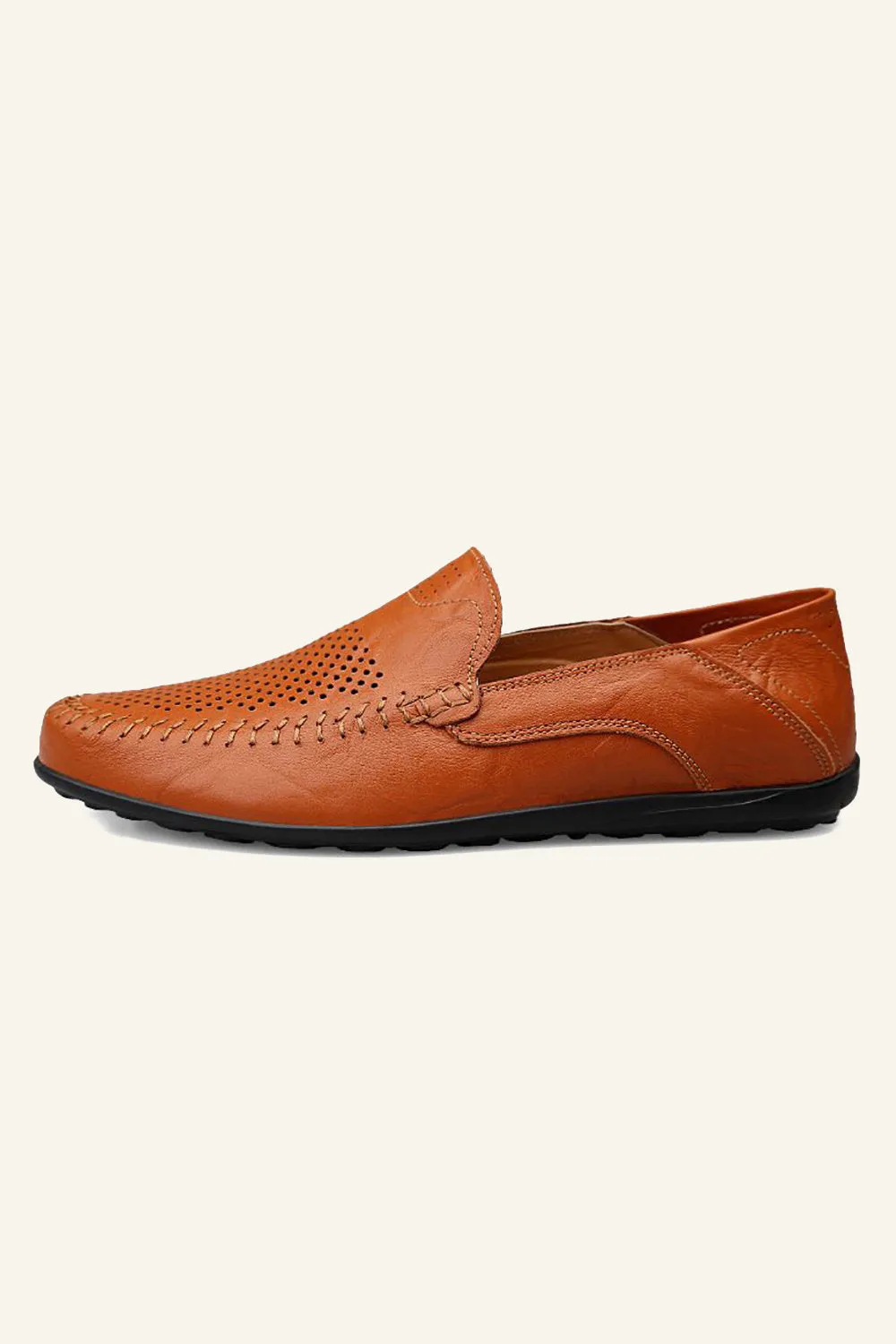 Brown Slip On Hollow Out Men's Casual Shoes