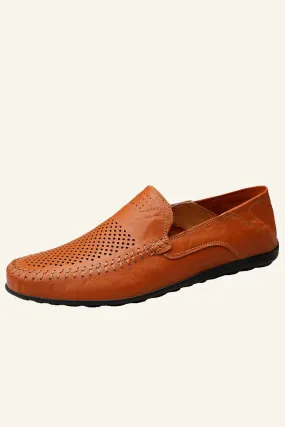 Brown Slip On Hollow Out Men's Casual Shoes