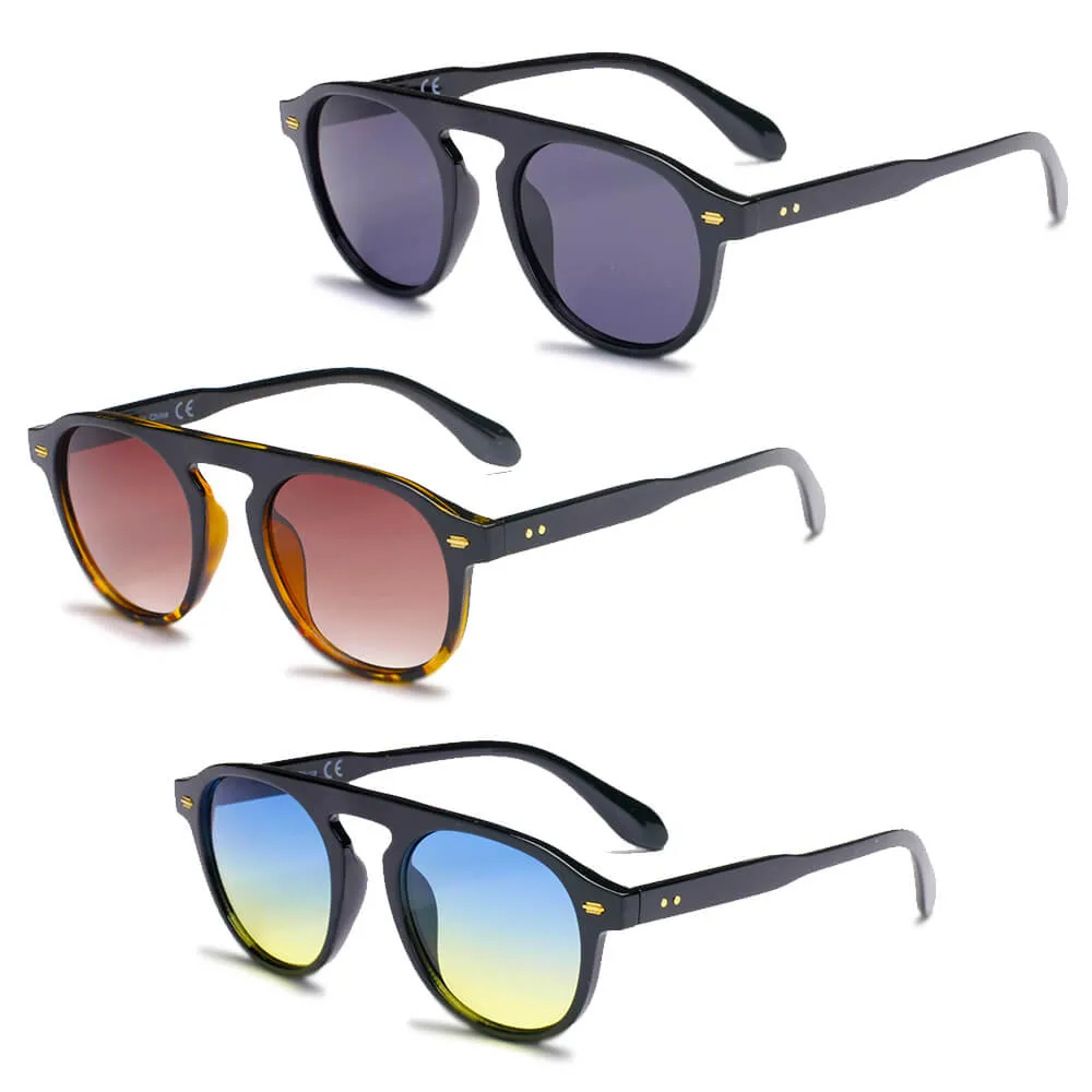 CADIZ | Unisex Round Carrera Fashion Round Brow Bar Sunglasses