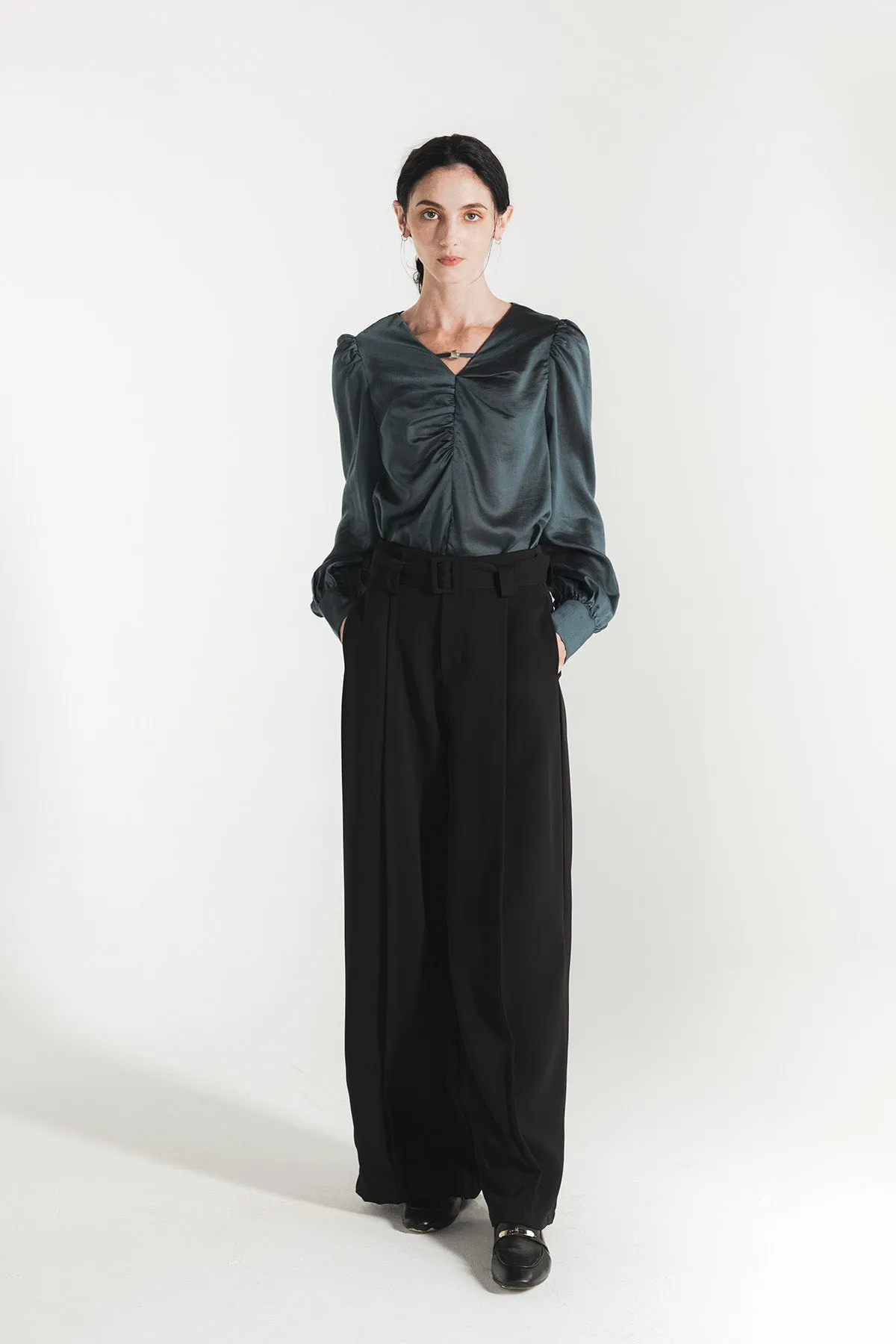 Calleane Belted High Waist Wide Pants