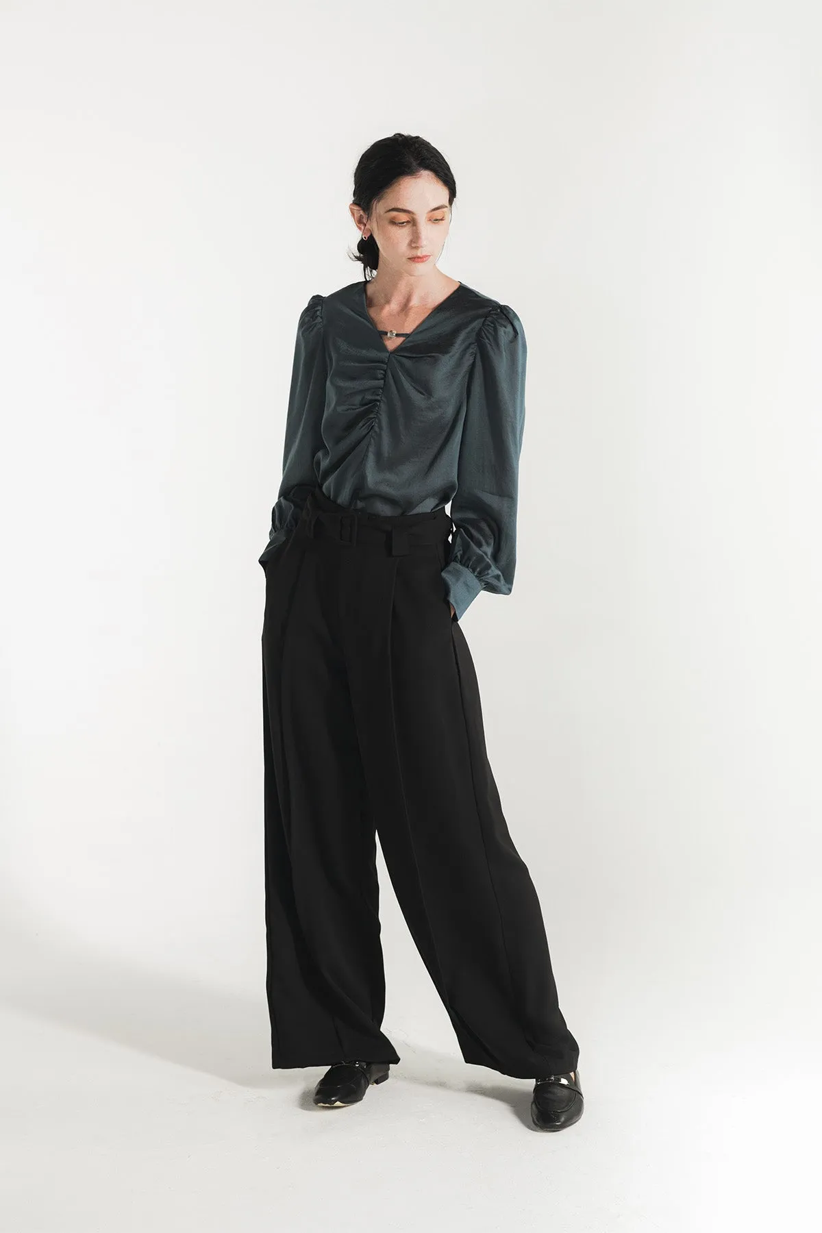 Calleane Belted High Waist Wide Pants