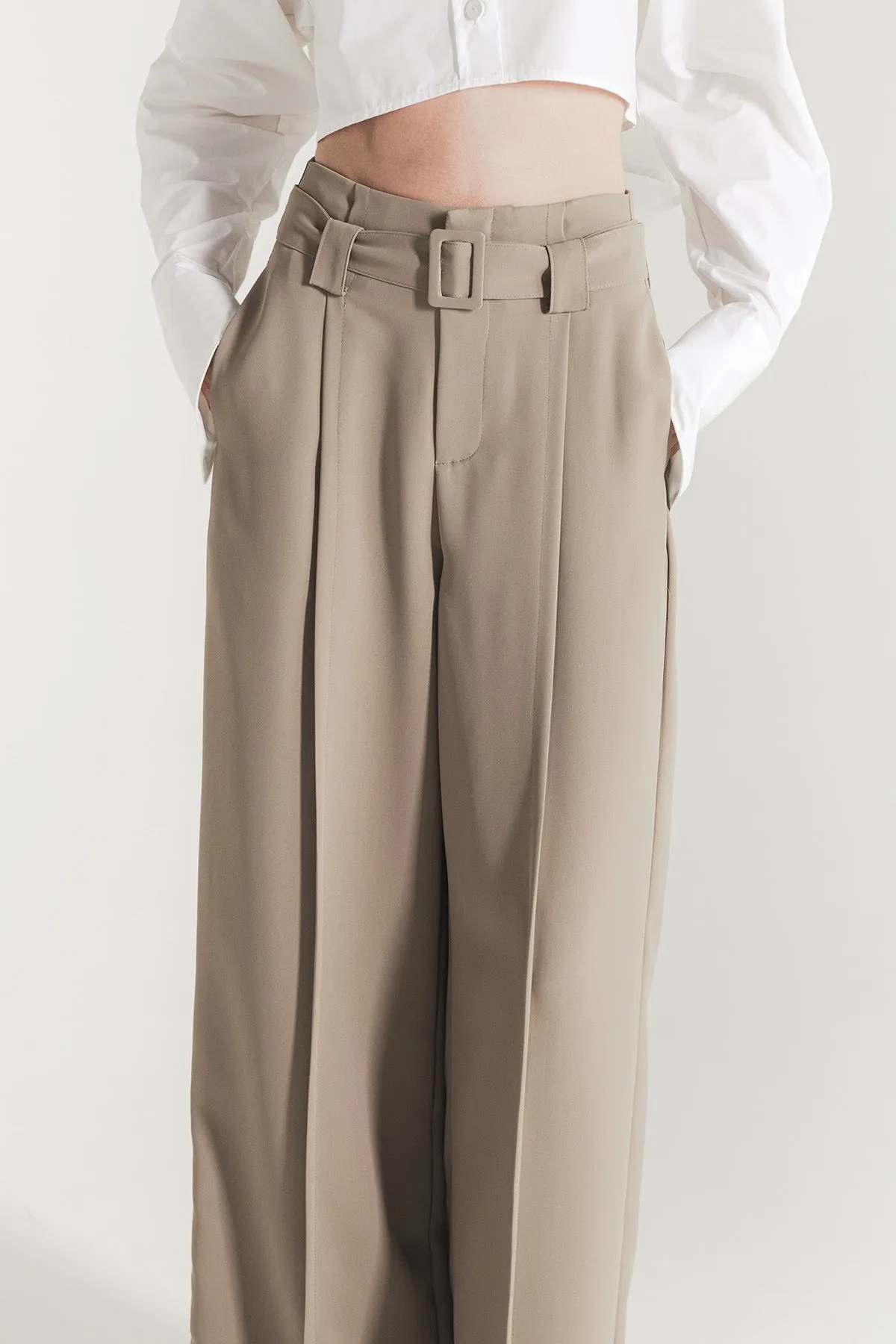 Calleane Belted High Waist Wide Pants