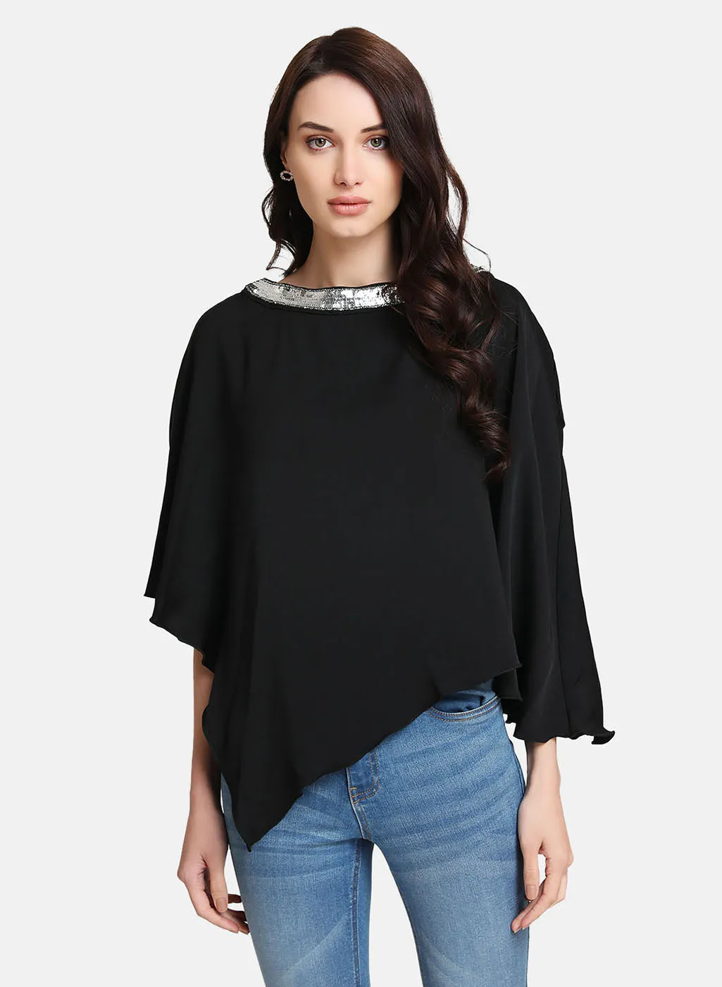 Cape With Embellishment Around The Neck