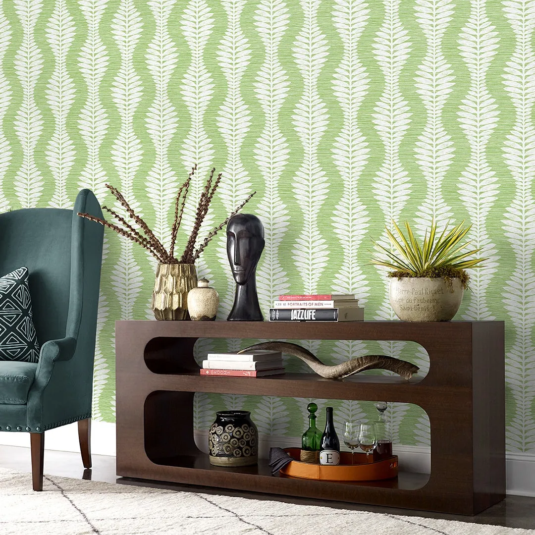 Carina Leaf Ogee Coastal Haven Wallpaper