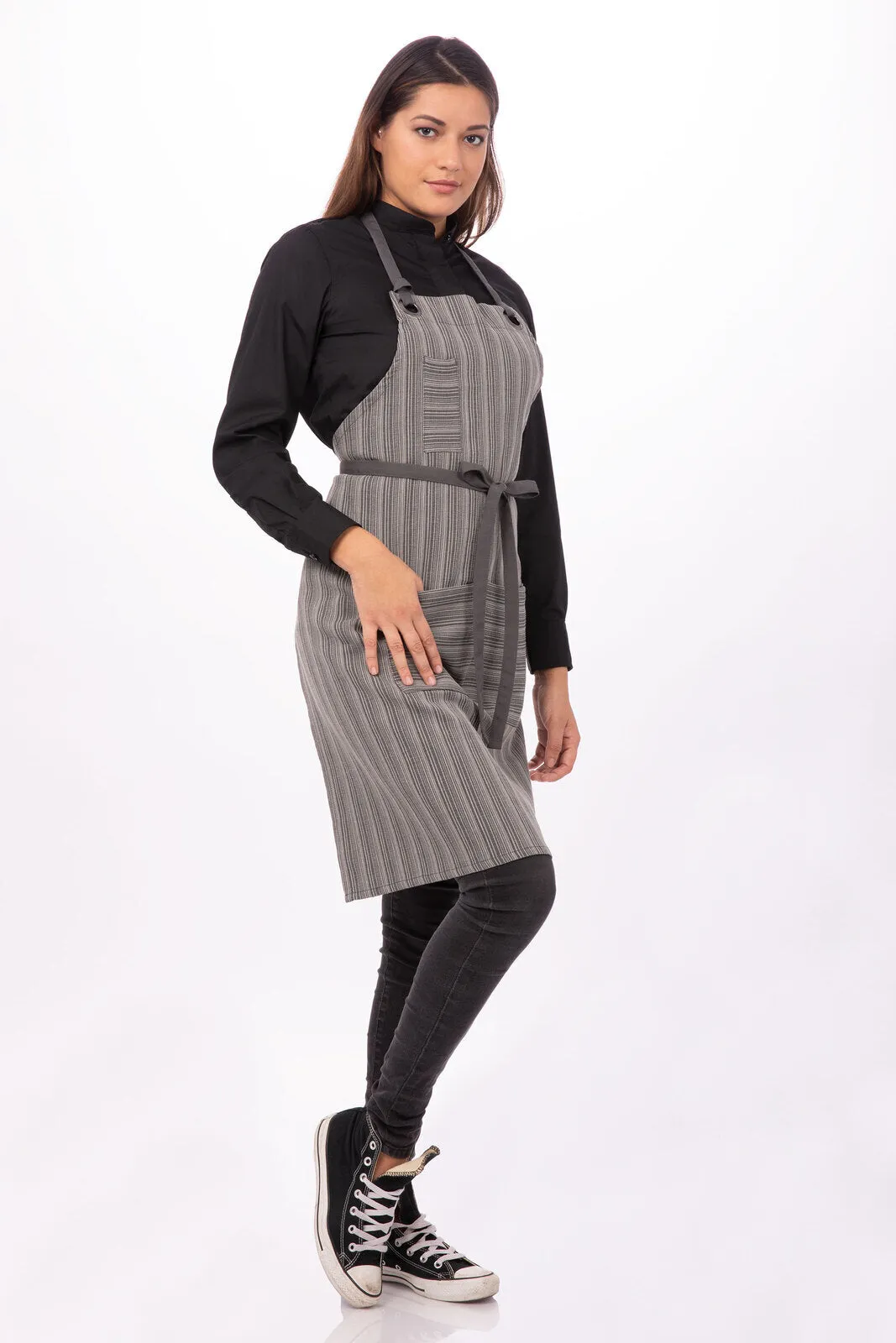 Chef Works Brooklyn Bib Apron- Dark Grey