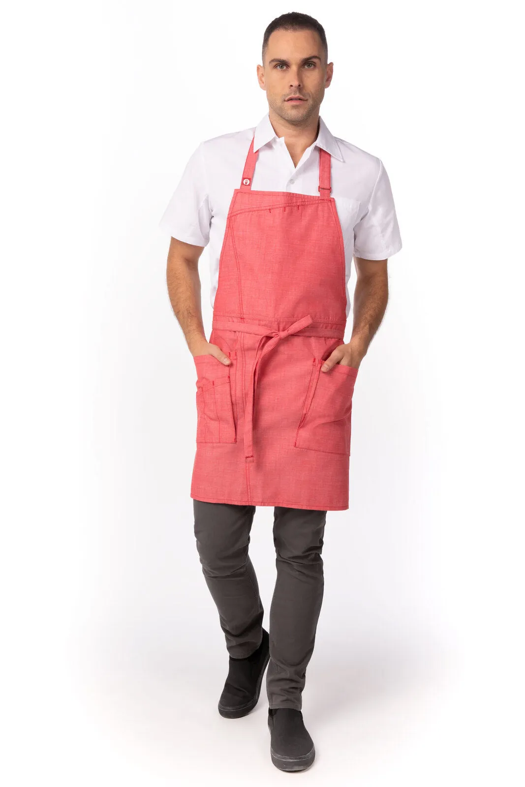 Chef Works Medford Bib Apron- Coral