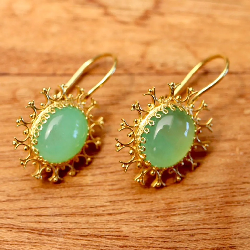 Chrysoprase Snowflake Earrings